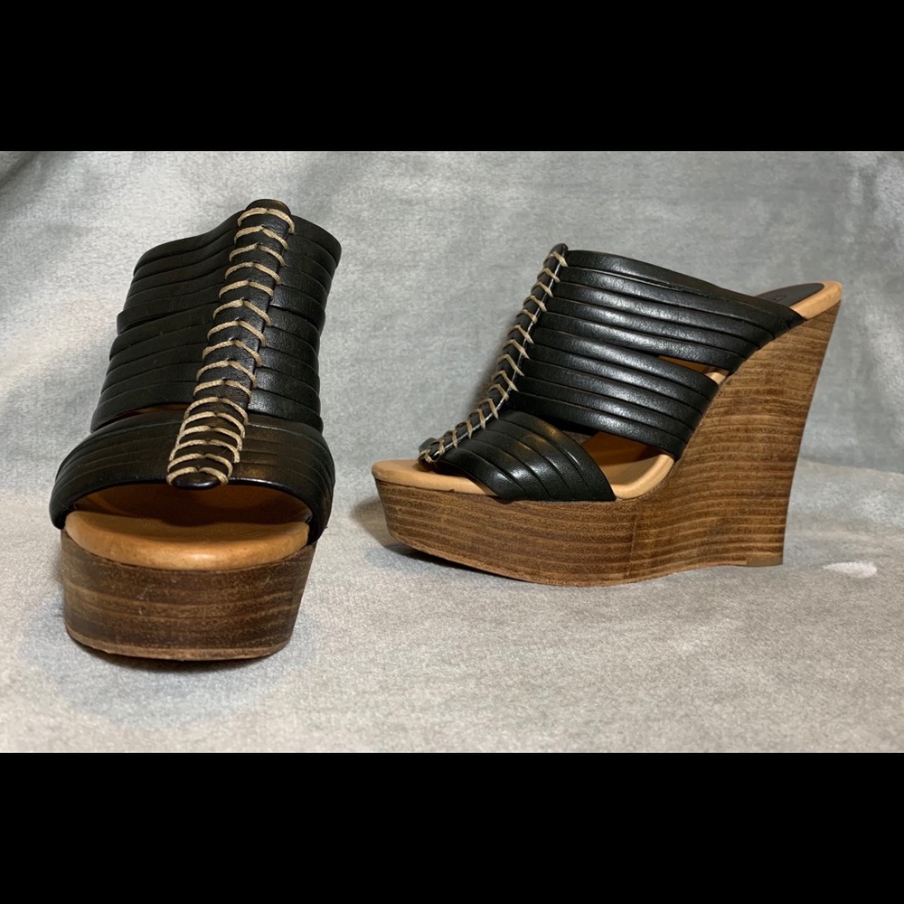 Coach Bristol Leather Wedges Black, Tan, & Brown